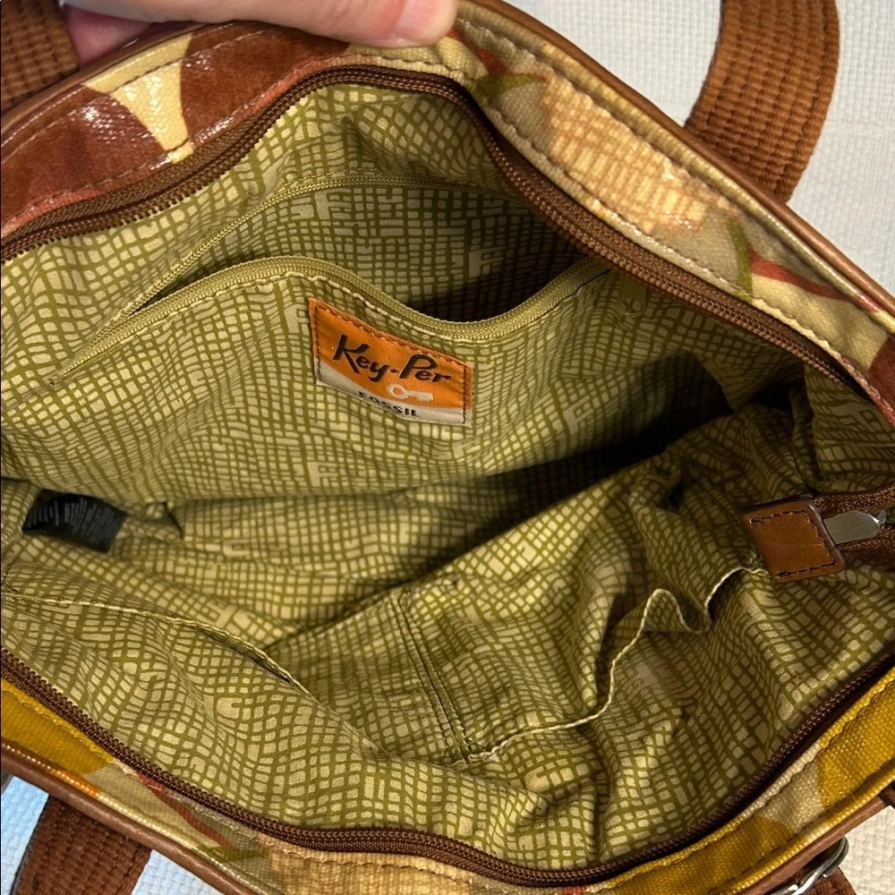 Fossil Coated Canvas Shoulder Bag with Cowhide Leather Trim
